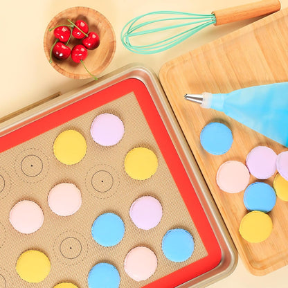 Amyone Macaron Silicone Baking Mat, 2 PCS Half Sheet Silicone Mats for Baking, Non-Stick Silicone Cookie Sheet Liners for 13 x 18 Sheet Pan for