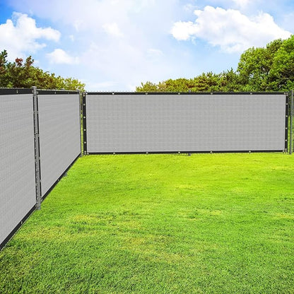 ECOOPTS 4'x76' Privacy Fence Screen Windscreen with Copper Grommets, Fit for Commercial Fence and Residential Garden Outdoor 90% UV Blockage, Cable Zip Ties Included (Gray)