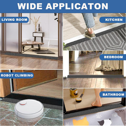 Vinyl Door Threshold Flooring Transition Strip Self Adhesive Carpet Edging Strip for Laminate Doorway Edge Threshold from 3/5" to 4/5" (Dark Gray Wood Grain, 3.3 Ft)