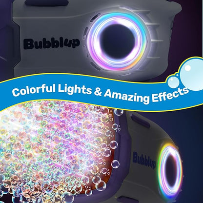 Play-Act 69 Holes Bubble Machine Guns Toys, Bazooka Rocket Shape Bubble Gun for Kids Adults, Colored Lights Blaster Blower with Solution Outdoor, Summer Toys, Party Favors, Wedding, Birthday