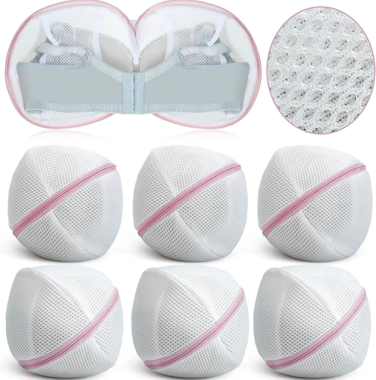 Shappy 6 Pieces Bra Washing Bag for Laundry Mesh Wash Lingerie Underwear Brassiere Washing Bags with Zipper for Women Laundry Storage(7.87 Inch,Pink)