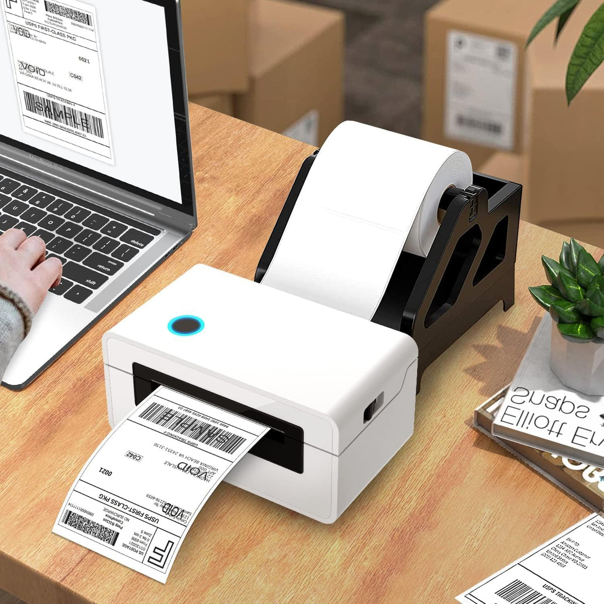 FungLam 4x6 Thermal Labels - 1000 Labels, 4 Rolls Direct Thermal Printer Label, Shipping Labels Compatible with Zebra, Rollo and Most Thermal Printer, Perforated Postage Label Paper, 250 Labels/Roll