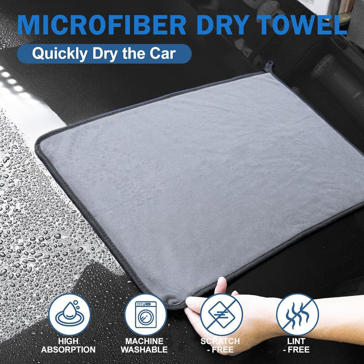 Navona 5-Pack 600GSM Professional Microfiber Car Drying Towels - Ultra Absorbent, Scratch-Free, Lint-Free (23.6" x 15.7") for Auto Detailing & Car Wash and Household Use.