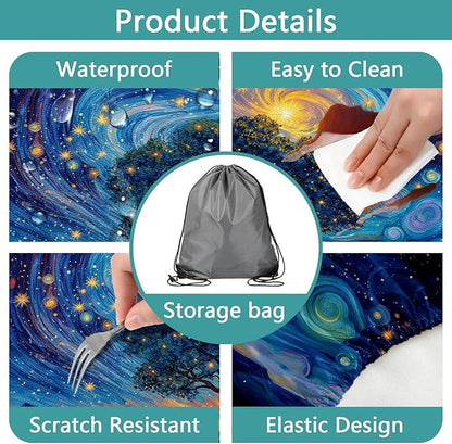 Piano Keyboard Picnic Table Cover with Bench Covers, Camping Essentials, Whirlpool Star Tree Flower Waterproof Windproof, Fitted Tablecloth Cover with Elastic Edge for Outdoor Garden 3 PCS 30x60 Inch