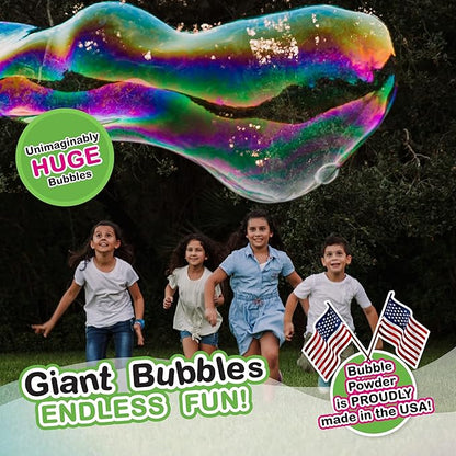 WOWmazing Mega Value Big Bubble Kit: 2 Large Bubble Wands 6-Pack of Big Bubble Powder (Makes 6 Gallons) | Outdoor Toy for Kids, Boys, Girls | Powder Made in USA