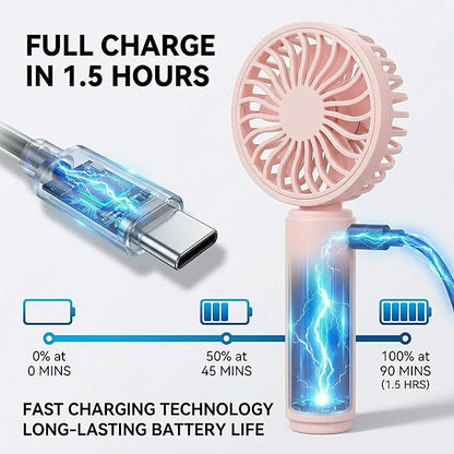 VanSmaGo 4 Pack Mini Handheld Fan, USB Rechargeable Portable Personal Fan with 3 Speeds, Detachable Cover, Small Lightweight Pocket-Size Fan for Kids, Family, Travel, School, Theme Park