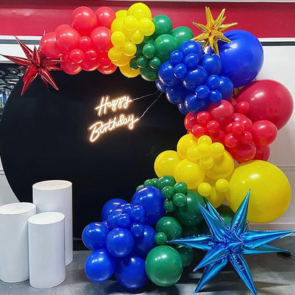 DIY 134pcs Red Yellow Green Blue Balloon Garland Arch Kit for Superhero Theme Party Baby Shower Birthday Party Decoration
