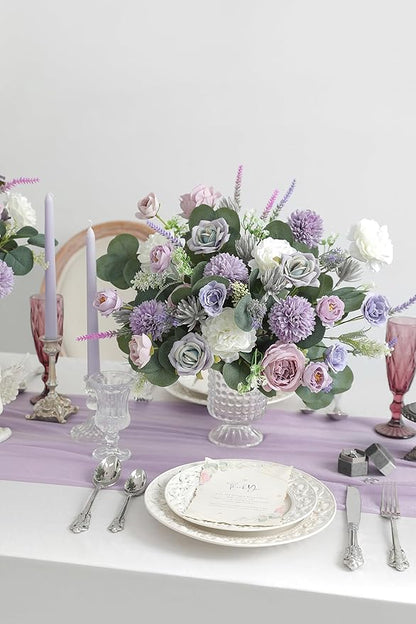 Serra Flora 18Heads Multi Use Artificial Flowers Combo for DIY Centerpieces Arrangements Wedding Bridal Bouquet Table Chair Decor Candle Holder Baby Shower Cake Decor Flower Strips Home Decor