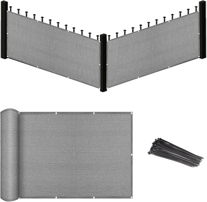 Eden's Decor Balcony Privacy Screen Grey 2'6"x 49' Cover Mesh Windscreen Weather-Resistant UV Protection for Backyard Deck, Patio, Balcony, Pool, Porch, Fence, Railing, Gardening