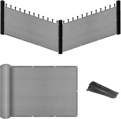 Eden's Decor Balcony Privacy Screen Grey 2'6"x 49' Cover Mesh Windscreen Weather-Resistant UV Protection for Backyard Deck, Patio, Balcony, Pool, Porch, Fence, Railing, Gardening