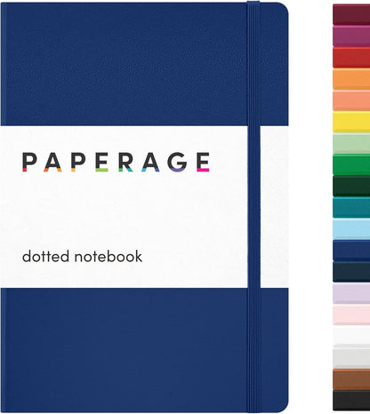 PAPERAGE Dotted Journal Notebook, (Royal Blue), 160 Pages, Medium 5.6 in x 8 in - 100 GSM Thick Paper – Hardcover Journaling Notebook for Work, School & Bullet Journaling