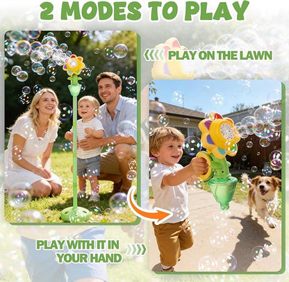 Automatic Flower Bubble Machine for Kid,Rechargeable Sun Flower Bubble Maker with Lights for Parties, 28in to 41in Adjustment Height Bubble Machine for Toddlers,Idea for Outdoor Wedding Birthday Gift