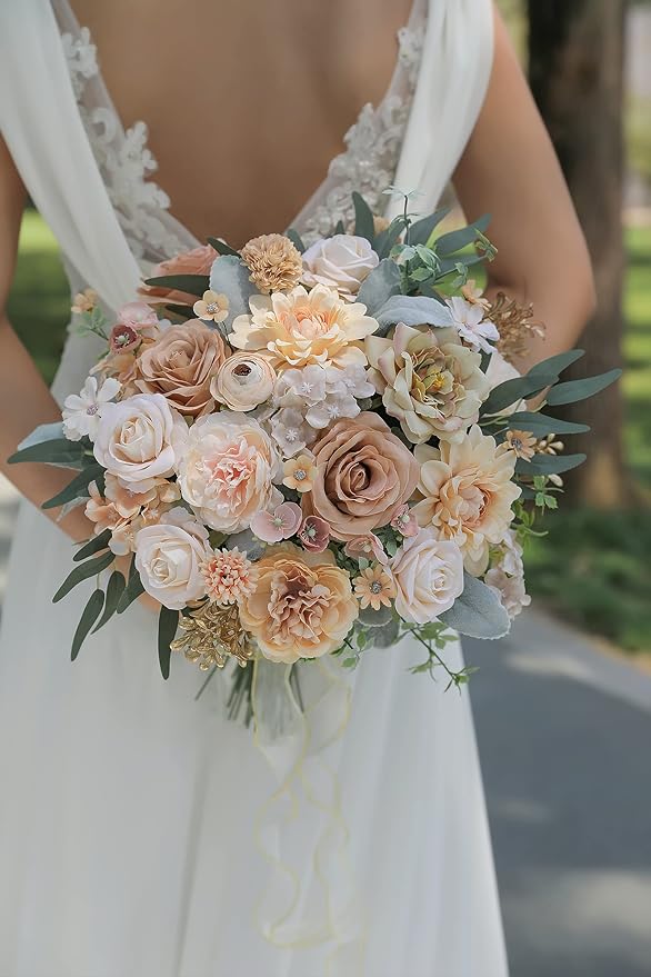 Serra Flora Artificial Flowers Combo Box Set Faux Flowers Bulk Flower Leaf with Stems for DIY Wedding Bouquets Centerpieces Baby Shower Party Home Decorations