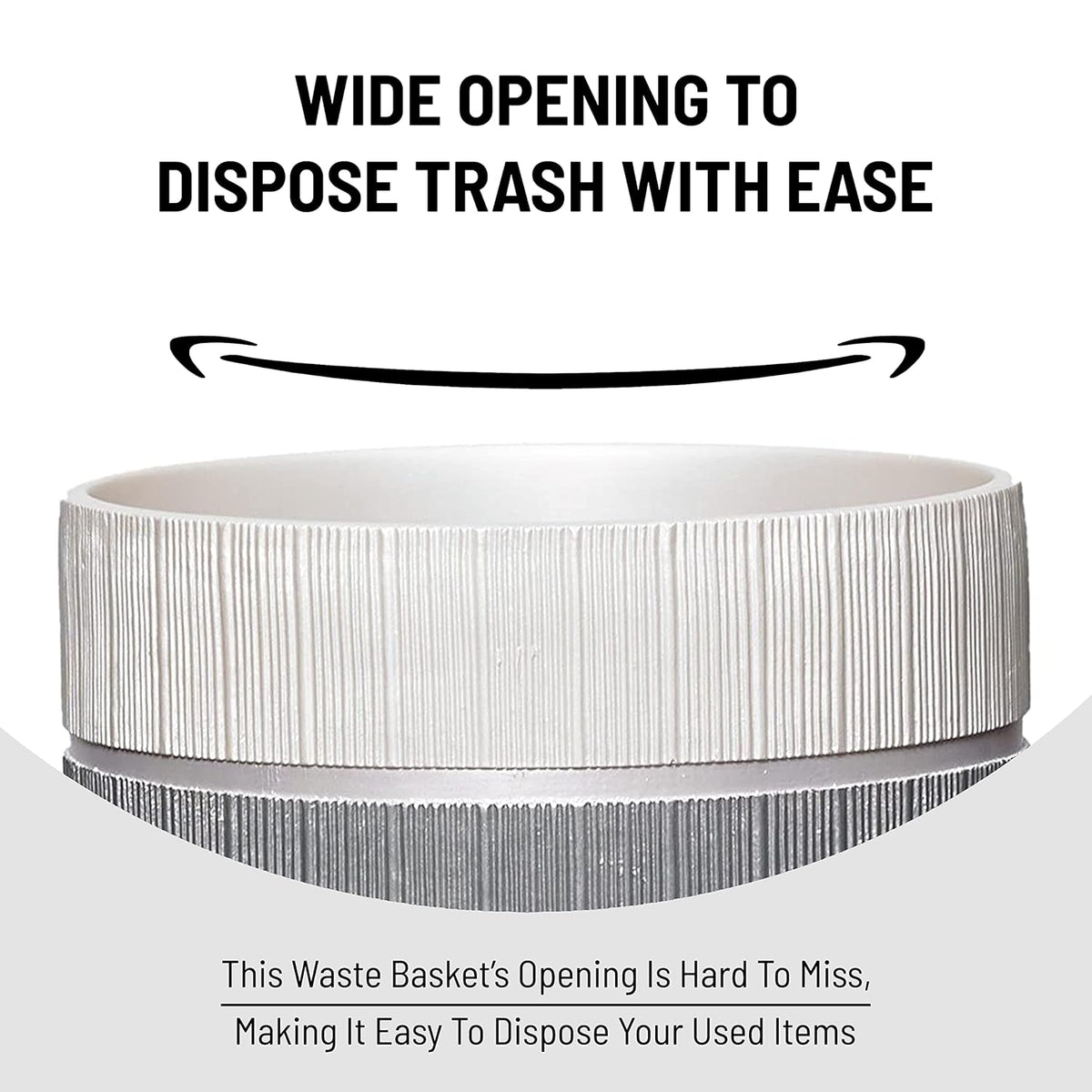 Zahari Home Decorative Trash Can for Bathroom, Office & Bedroom - 2.1 Gallons Stylish & Small Trash Can for Dorms, Desktop & Restroom - Chic Waste Basket for Compact Spaces, Modern Line, Grey