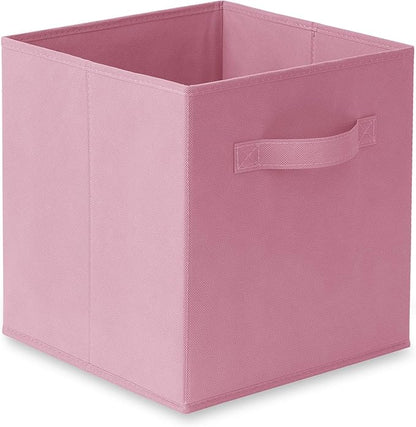Casafield Set of 6 Collapsible Fabric Cube Storage Bins, Light Pink - 11" Foldable Cloth Baskets for Shelves, Cubby Organizers & More