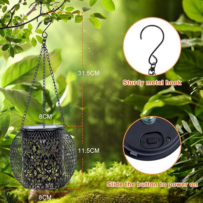 Solar Lanterns Outdoor Waterproof, 4 Pack Hanging Solar Lights Outside Garden Decor, Gifts for Women Mom Grandma Metal Decorative Lantern for Patio Yard Porch Balcony Backyard Lawn