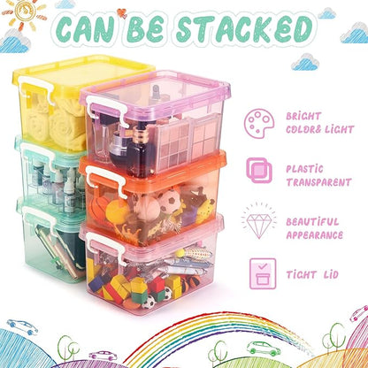 Wenqik 12 Pack Colorful Plastic Storage Bins with Lids 4 Quart Small Storage Latch Box Stackable and Nestable Clear Organizer Bins with Latching Handle and Buckle for Organizing (Colorful)