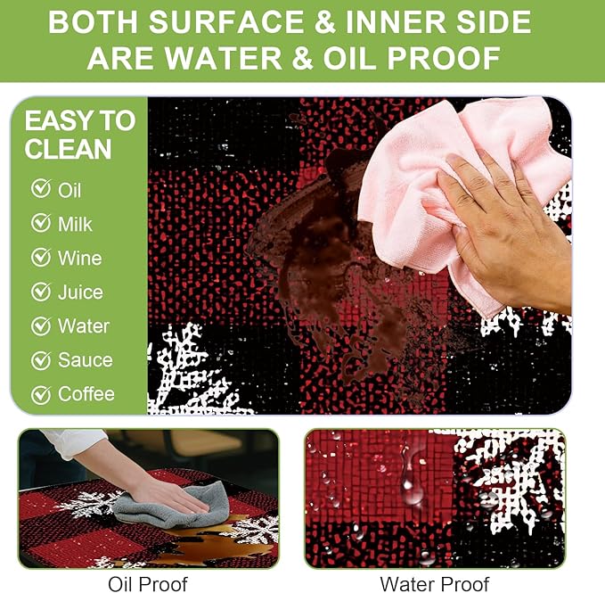 ANNA QUEEN 6FT Winter Christmas Snowflakes Picnic Table Cover with Bench Covers Picnic Table Cover Set 3PCS 72"x30", Waterproof Outdoor Bench and Tablecloth Furniture Protection for Camping