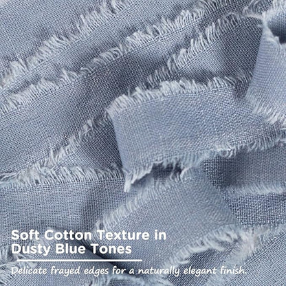 Dusty Blue Cotton Ribbon 5/8 Inch Dusty Blue 3 Rolls 21 Yards Frayed Edge Fabric Set for Wedding Decor, Bridal Bouquet Wrap, Graduation Party, Gift Wrapping & Spring Wedding