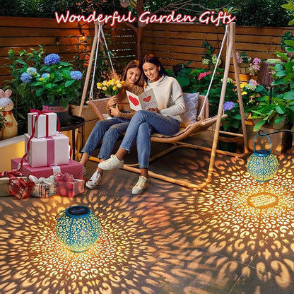 Homeimpro Solar Big Lanterns Outdoor Waterproof Garden Gifts Mom, Metal Table Lights for Patio, Yard Art, Mothers Day Bithday Gifts for Women Men(1Pack, Teal Blue)