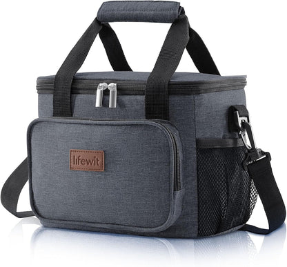 Lifewit Medium Lunch Bag Insulated Lunch Box Soft Cooler Cooling Tote for Adult Men Women, Dark Gray 12-Can (9L)