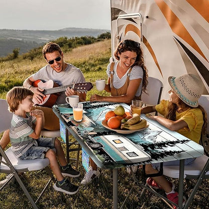 Picnic Table Cover with Bench Covers and Bag, Wooden Camper Waterproof Windproof, Fitted Tablecloth Cover with Elastic Edge, for Indoor & Outdoor, Garden, Camping, 3 Pieces Set, 30x72 Inch