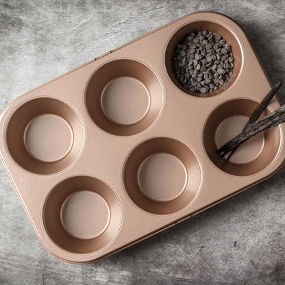 Non Toxic Nonstick 6 Cup Jumbo Muffin Pan, Large Cupcake Tin for Oven, Nontoxic Muffin Tins Big Size, Pfoa Free Cupcakes Tray