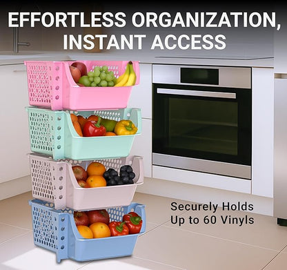 TidyFriend 4 Pack Stackable Storage Bins Open Front for Pantry Organizers and Storage, Plastic Storage Bins, Dorm Room Essentials, Pantry Storage for Food, Kitchen and Home Organization (Multi)