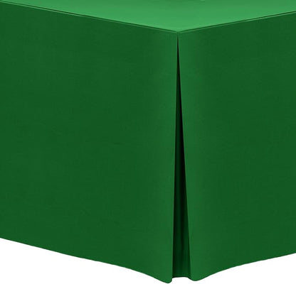 Ultimate Textile 5 ft. Fitted Polyester Tablecloth - Fits 30 x 60-Inch Banquet and Folding Rectangular Tables - 42" H, Emerald Green