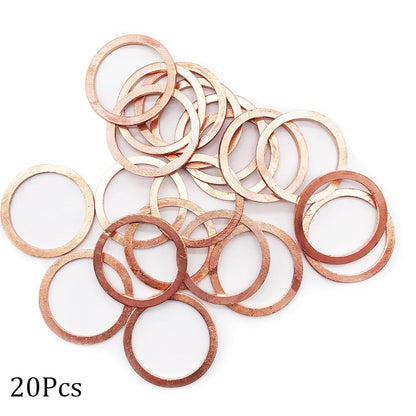 M24 Flat Washer Copper Sealing Ring, 24mm ID 30mm OD 1.5mm Thickness Metric Sealing Gasket, 20 Pieces