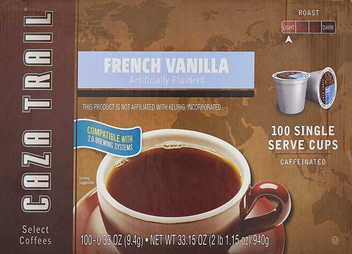 Caza Trail Coffee Pods, French Vanilla Blend, Single Serve (Pack of 100)