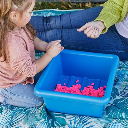 ECR4Kids Stackable Square Bins with Non-Snap Lids, Multipurpose Organization, French Blue, 2-Pack