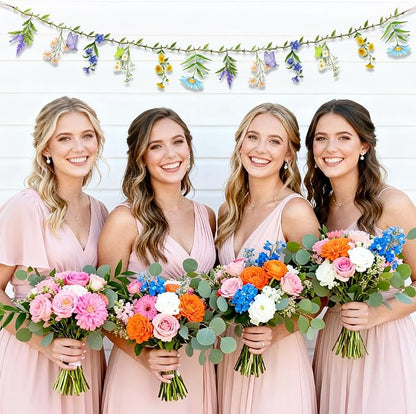 Flower Banner Wildflower Garland Floral for Enchanted Garden Spring Party Theme Picnic Wedding Wild Baby Shower Birthday Tea Party Market Spring Supplies Girl Woodland Party Decorations