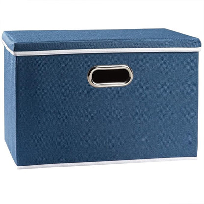 PRANDOM Large Collapsible Storage Bin with Lid [1-Pack] Fabric Foldable Storage Box Organizer Container Basket Cube with Cover for Home Bedroom Closet Office Nursery Royal Blue(17.7x11.8x11.8)