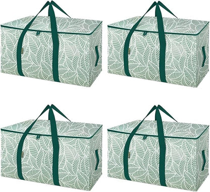 BALEINE 4-Pack Oversized Moving Bags with Reinforced Handles, Heavy-Duty Storage Tote for Clothes, Moving Supplies (Antique Folidage, 4-Pack)