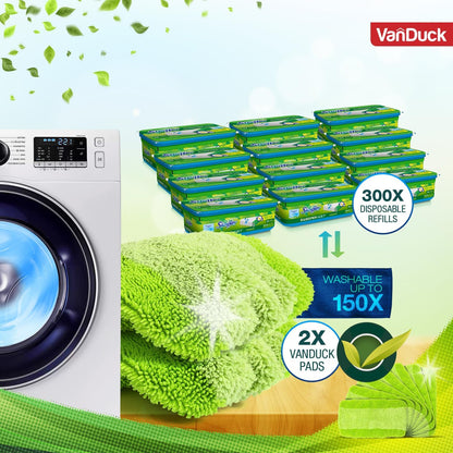 VanDuck Reusable Mop Pads Compatible with Swiffer Sweeper (6-Pack) - Washable Microfiber Mop Pads for Wet & Dry Use - All Purpose Floor Mopping and Cleaning Product