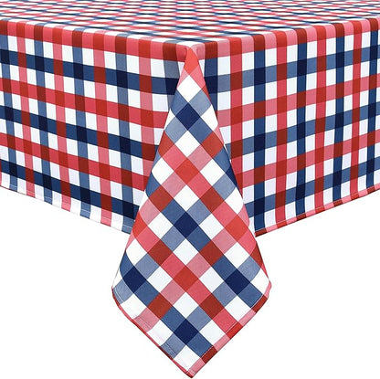 Waterproof Plaid Tablecloth Fabric - Square 58x58 Inch Classic Gingham Checker Table Cloth for Indoor/Outdoor Use - Buffalo Table Cover for Picnics, BBQs, and Parties