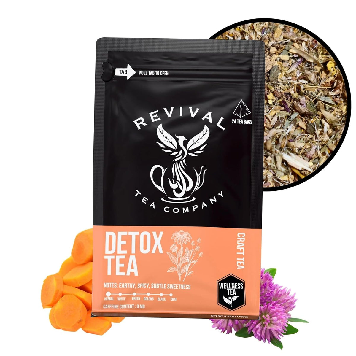 Revival Tea Company Herbal Tea - Hand Blended Craft Bold Flavor, Loose Leaf or Tea Bags, Organic and Caffeine Free (Loose Leaf, Detox Tea)