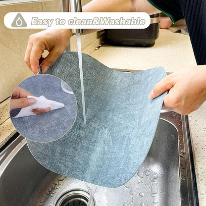 Leather Placemats Set of 6 Non Slip,Oval Blue Faux Leather Placemat Waterproof Reversible,Heat Resistant Wipeable Table Placemats for Dining Table,Modern Table Protectors