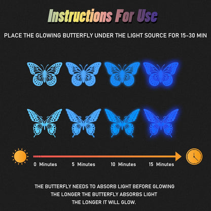 Saoropeb Glow in The Dark 3D Butterfly 24 Pcs 3 Sizes, Luminous Butterfly Stickers for Ceiling or Wall, Glow in The Dark Party Supplies
