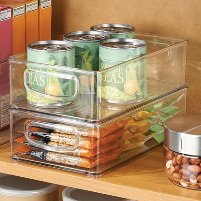 iDesign Stackable Pantry Bin with Handles for Kitchen Storage, Set of 4, Clear, Made in USA
