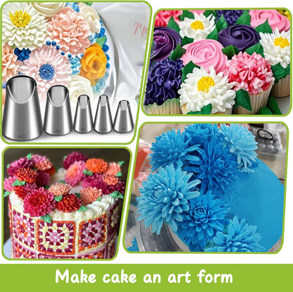 Suuker 5 Pieces Chrysanthemum Piping Tips Set
