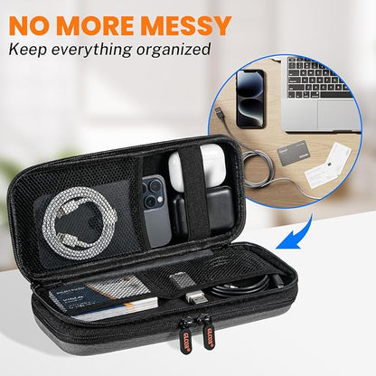 Double-Layer Electronics Organizer Travel Case - Hard Carrying Case with Multiple Pocket - Portable Zipper Cord Tech Pouch Bag for Charger, Phone, Power Bank, Cable, USB Flash Drive, SD Card, Adapter
