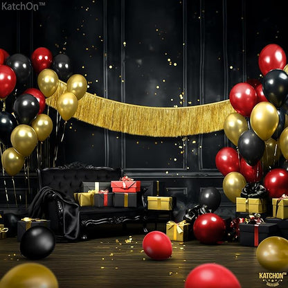 Katchon, Red Black and Gold Balloon Arch Kit - Huge, Pack of 90 | Black Red and Gold Balloons for Anniversary, Wedding and Birthday Decorations | Wedding Decor