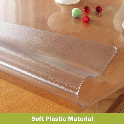 Frosted Clear Table Protector 16 x 24 Inch, 1.5mm Thick Plastic Table Cover, Waterproof PVC Clear Table Cover Protector, Desk Protector Mat, Writing Desk Pad for Desktop, Coffee & Dining Room Table