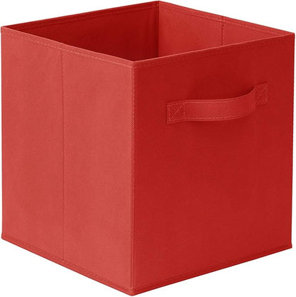 Casafield Set of 6 Collapsible Fabric Cube Storage Bins, Red - 11" Foldable Cloth Baskets for Shelves, Cubby Organizers & More