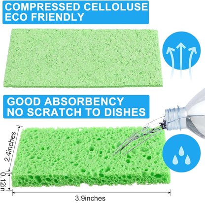 Zhengmy 200 Pieces Kitchen Sponge Bulk Natural Sponges for Dishes Compressed Wood Pulp Sponges Cleaning Sponge Without Scratching for Kitchen Bathroom, 3.9 x 2.4 x 0.12 Inch (Multicolor)