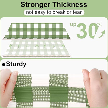 Smiry 3 Pack Sage Green Gingham Disposable Tablecloths - 54" x 108" Heavy Duty Plastic Table Cloth, Waterproof Buffalo Plaid Table Covers for Picnic, Banquets, Outdoor, Easter