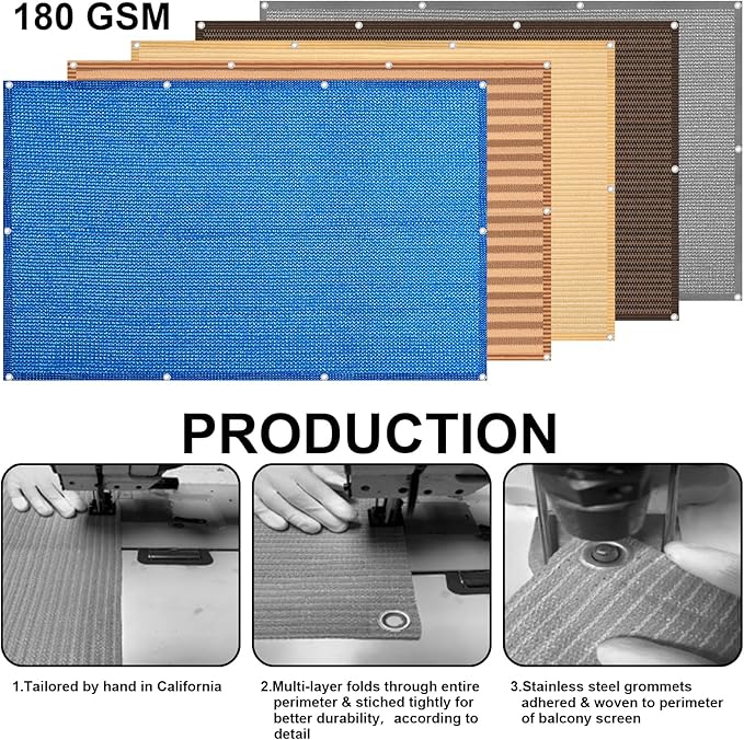 Eden's Decor Balcony Privacy Screen Brown 4'x 40' Cover Mesh Windscreen Weather-Resistant UV Protection for Backyard Deck, Patio, Balcony, Pool, Porch, Fence, Railing, Gardening