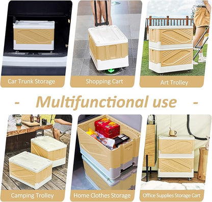 XCBYT Storage Bins With Wheels - Rolling Cart for Closet Organizers and Storage, Foldable Crate for Teachers, Collapsible Shopping Cart